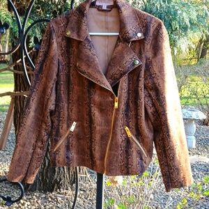 Philosophy Faux Leather Womens Animal Print Bomber Jacket BEAUTIFUL Size M